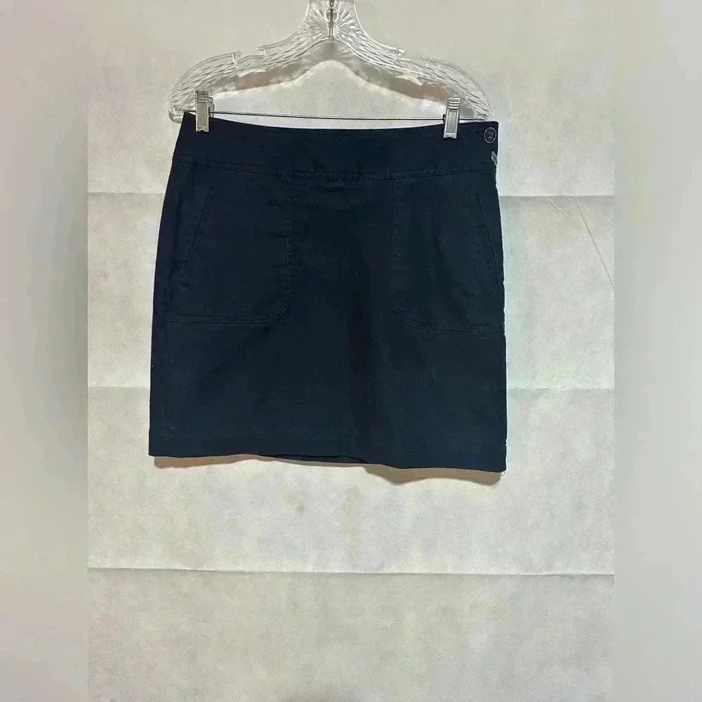 Banana Republic Women’s Chino Skirt Size 8 Pockets Buttons Lined Navy Blue EUC
